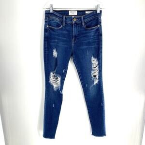Frame Denim Le High Skinny Ankle Womens Size‎ 26 Jeans Blue Distressed Tapered